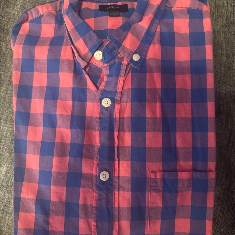 J. Crew Blue and Pink Casual Button Down Shirt